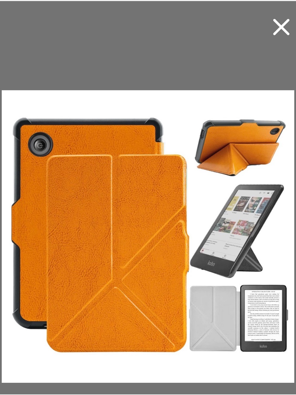 Orange Folding Tablet Cover with Origami Stand